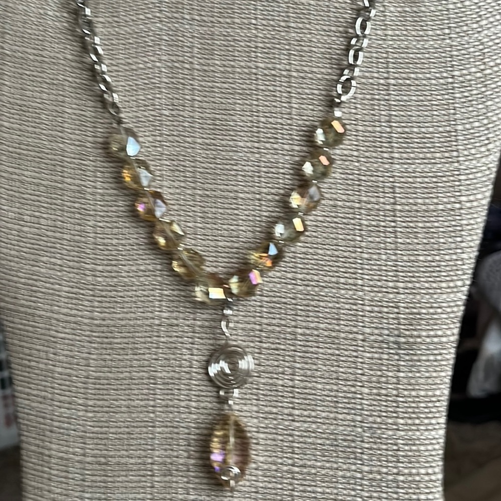 Glass and chain 14” necklace